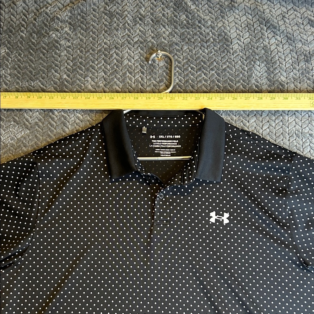 Mens Under Armour Match Play Printed Polo Golf Size XXL Polka Dot - Picture 5 of 10